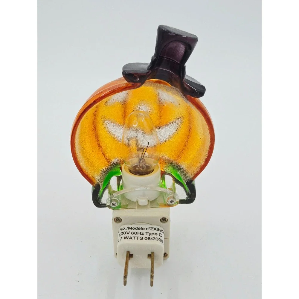 Halloween Pumpkin Jack O Lantern Night Light with Top Hat Bow Tie 5